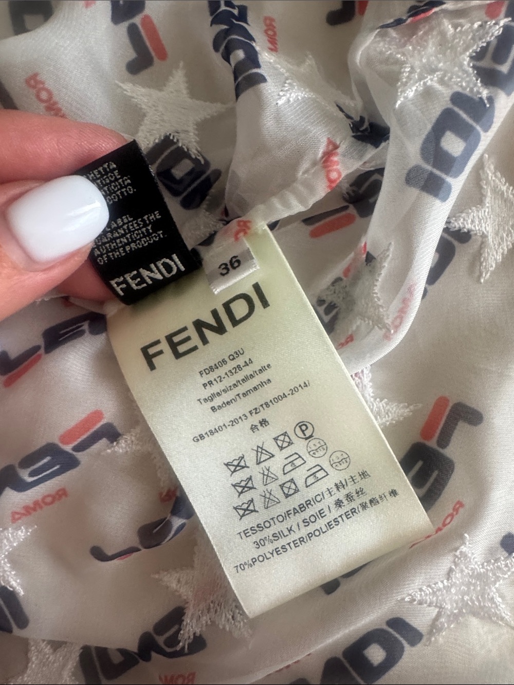 Fendi White Sheer Logo Jacket with Red and Black Trim. Vintage style ! - Picture 5 of 8